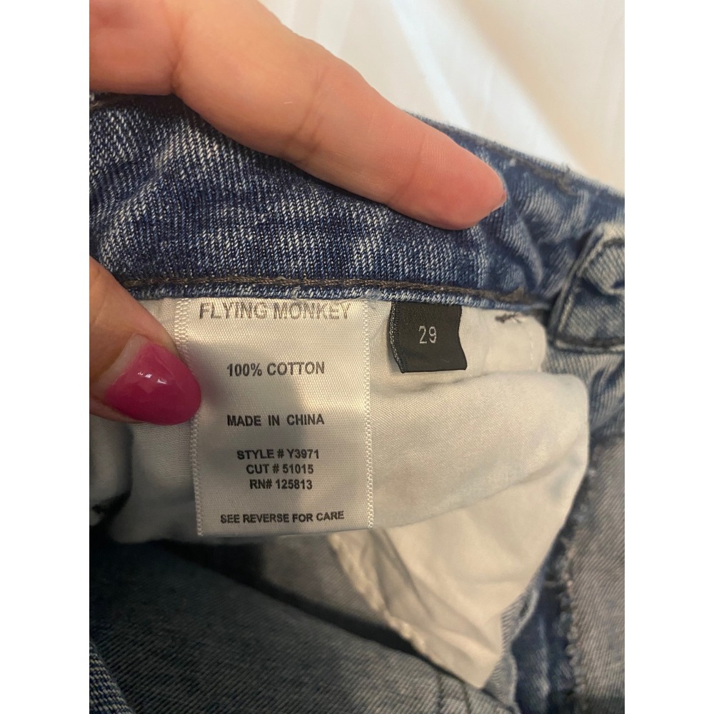 Flying Monkey Womens Jeans 29 High Rise Distressed Straight Leg Blue Medium Wash - Picture 4 of 4